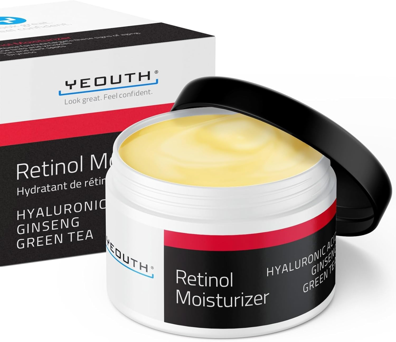 Retinolo Crema Viso con Tè Verde e Ialuronico - Idratante Antiossidante