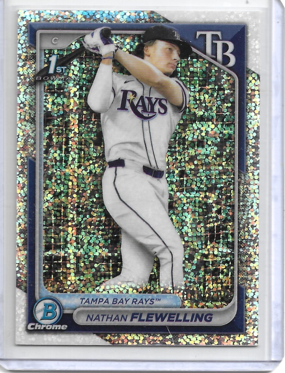 NATHAN FLEWELLING 2024 BOWMAN Draft CHROME SPARKLE REFRACTOR 1ST #/200 Rays