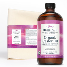 Organic Castor Oil Pack Wrap Kit - Soothing Castor Oil Packs, Heat Compress for