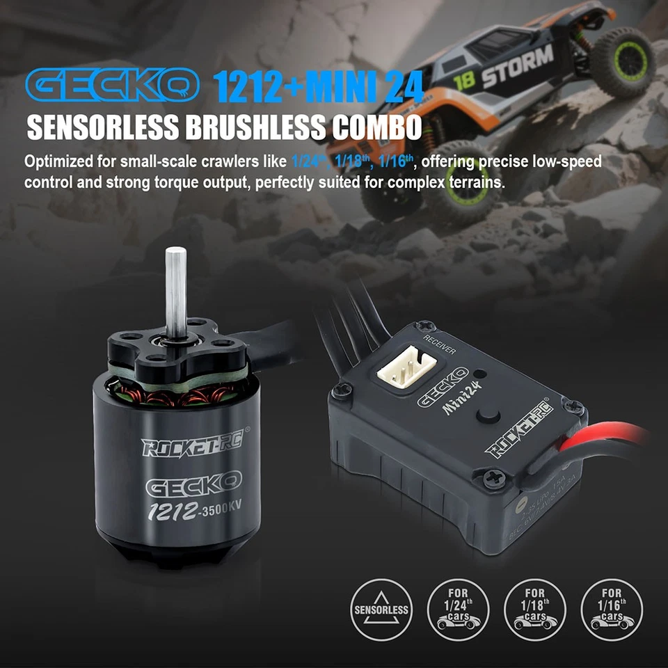 ROCKET-RC GECKO Brushless Sensorless MINI24 ESC 1212 Motor For 1/18 1/24 Crawler - Image 2 of 4