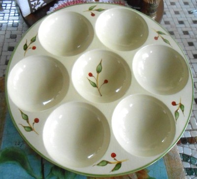 Molde Divided Serving Platter Portugal 7 Bowls Handpainted Cherry Stem Tray 13''