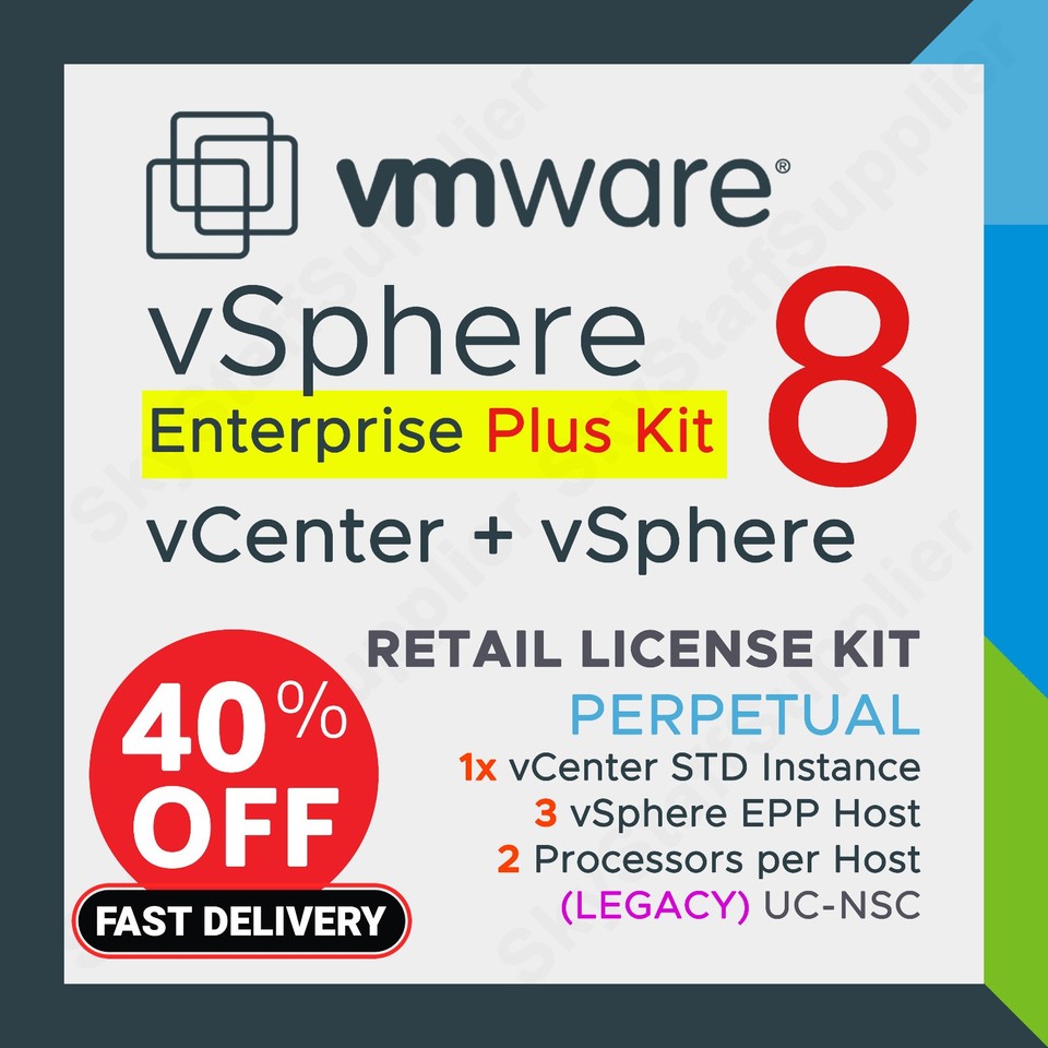 VMWare vSphere 8 ENTERPRISE Plus Acceleration Kit, 6 CPU + vCenter STD ...