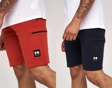 Men's Crosshatch Jersey Cotton Fleece Sweat Shorts Zip Pockets Short Joggers