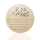 Baby Announcement Sign, 5.9 Inch Wooden Hello World Newborn Signs, Birth Anno