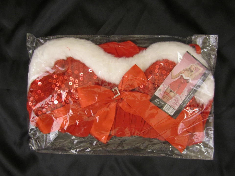 Babydoll Leg Avenue 31031 Navidad Papá Noel con aros lentejuelas y piel con tanga  Foto 4 de 4