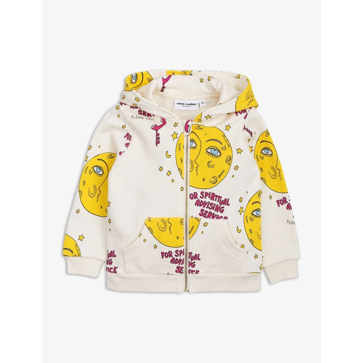 OFF WHITE Mini Rodini Felpa con Felpa con Cerniera Luna Bianco Strano