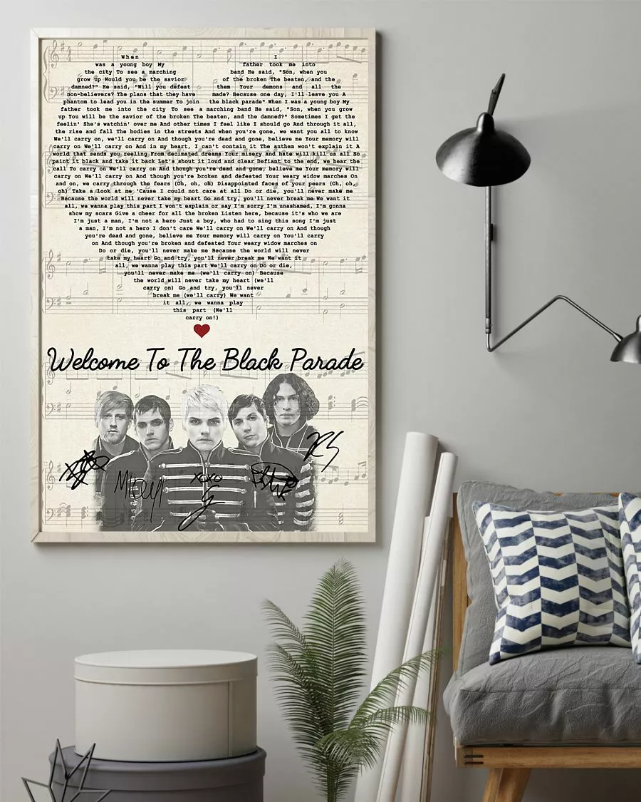 My Chemical Romance Welcome To The Black Parade Vinyl Record Song Lyric  Print - Red Heart Print