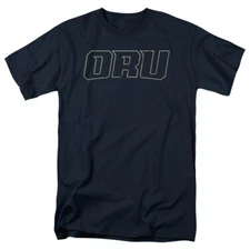 Oral Roberts University Adult T-Shirt Distressed Primary Logo, Navy, S-5XL