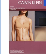 Calvin Klein Women's 2-Pack Microfiber Lightly Lined Wirefree Bra Set L NEW NIP