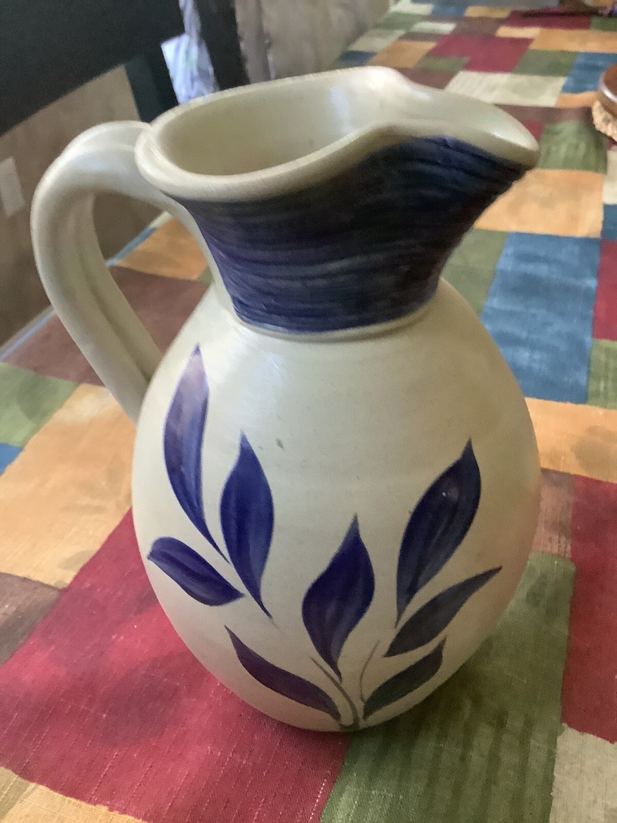 2 Vintage 1993 Williamsburg Salt Glaze Pottery Pitcher 7.5