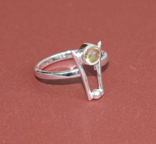 Solid 925 Sterling Silver Round Lemon Quartz Stone Handmade Ring KGJ-R-1142 - Picture 2 of 4