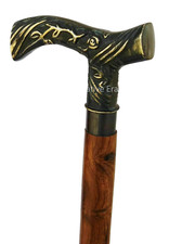 Nautical Royal antique Brass Victorian Handle Vintage Brown wooden walking stick