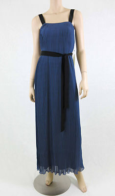 lauren conrad pleated dress Lauren Conrad Dress Womens 6 Blue Pleated Sleeveless Zip Up Back Fit &  Flare