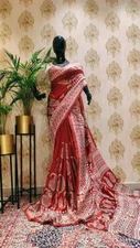 Authentic Bishnupuri Block Print Dual Tone Katan Silk Saree With Silk Mark