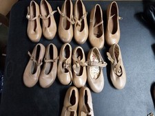 Lot 7  Tap Dance Shoes Girls Various Sizes 1.5 A Up Tan Bloch Capezio Balera