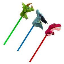 Pack of 3 Roaring Dinosaur Hobby Horse | Kids Dino Riding Toy with Sound - 80cm