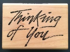 THINKING OF YOU SKETCH WORD SCRIPT Comotion Wood Mounted Rubber Stamp