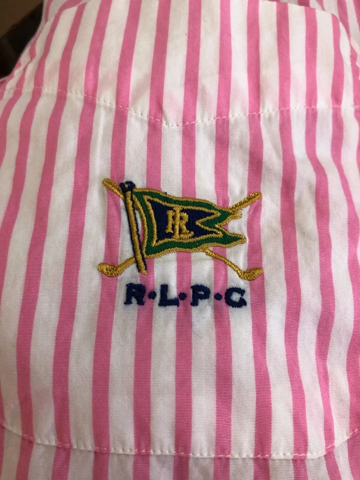 Vintage Ralph Lauren Shirt Mens XXL Pink White Striped RLPC Preppy 90s - Image 4 of 4