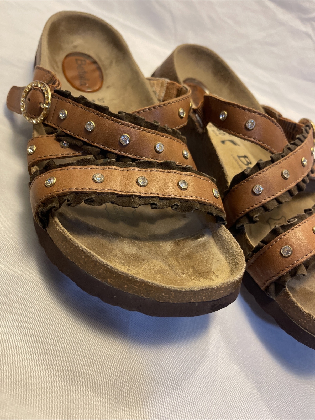 Birkenstock Betula Krystle Size Ladies 6 Brown 3 Strap Sandals Rhinestones