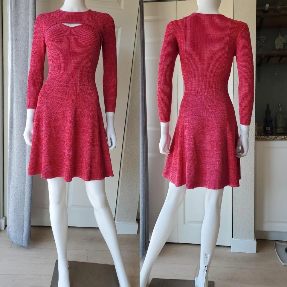 Shoshanna Janet Pink Long Sleeve Mini Knit Dress Size XS - Image 2 of 4
