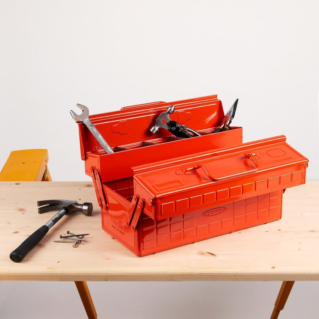Toyo Steel ST-350 MoMA Exclusive 2 Tier Tool Box Orange 8 divider