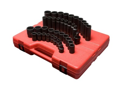 SUNEX TOOLS 2699 1/2-Inch Drive 12-Point Metric Master Impact Socket Set, 39-...