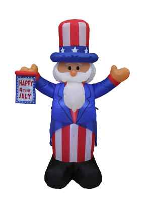 4' Patriotic LED Inflatable American Happy 4th of July Flag Uncle Sam Decoration