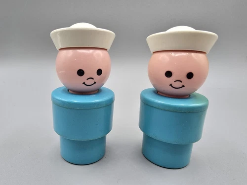 2Fisher Price Little People Sailor Vintage Large Oversize Jumbo Figure 3.5" 1974
