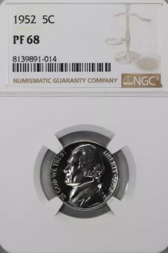1952 Proof Jefferson Nickel NGC PR68 *DoubleJCoins* JL1100-195