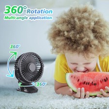 USB Rechargeable Mini Cooling Fan, Clip On Desk Table Office Stroller Camping Gy