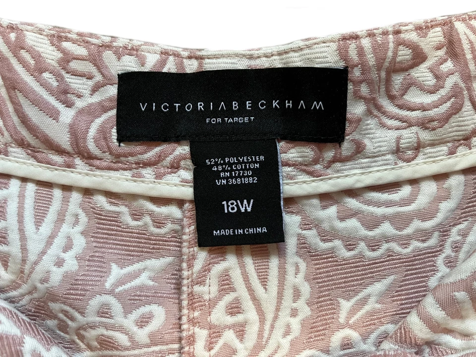 Pantalones Cortos Victoria Beckham Target Rosa Rubor Paisley Plisado Jacquard Plus 18W Nuevos sin Etiquetas Foto 4 de 4