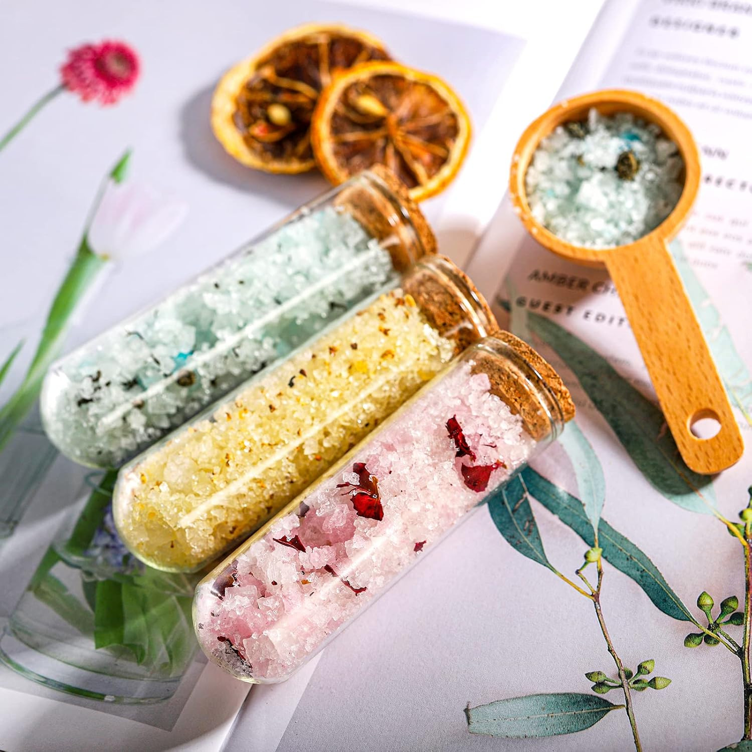 Frcctre 48 Pack 50Ml Glass Test Tubes with Cork Stoppers, 30X100Mm Clear round B