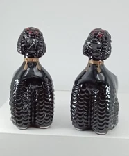 1950’s black poodle pencil holders set of two