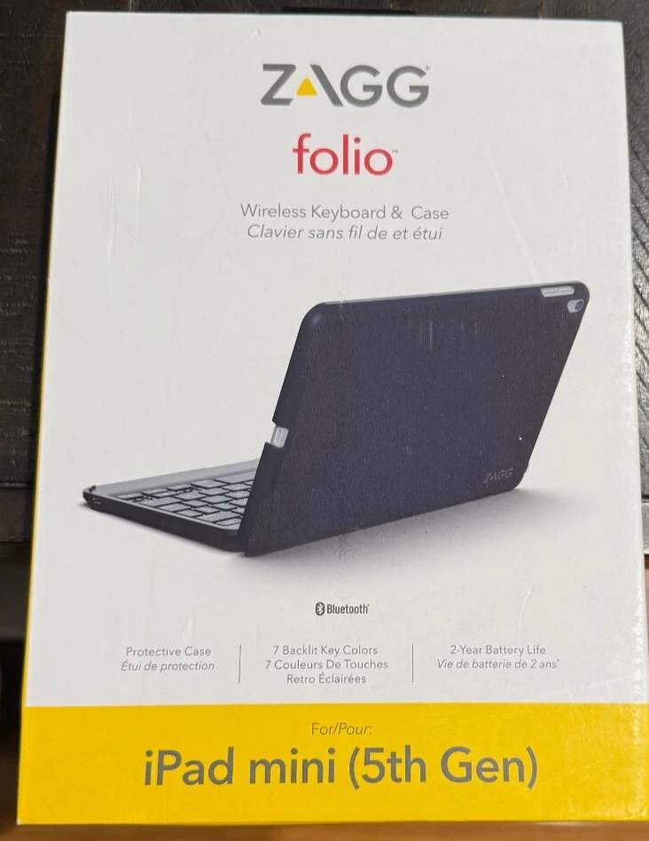 ZAGG Folio Keyboard/Cover Case (Folio) for 7.9" Apple iPad mini (5th Gen) NEW