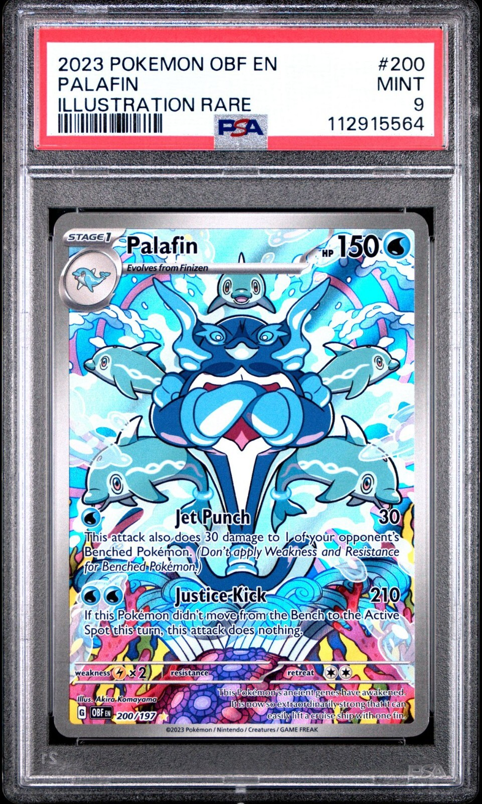 2023 POKEMON OBF EN-OBSIDIAN FLAMES ILLUSTRATION RARE #200 PALAFIN PSA 9