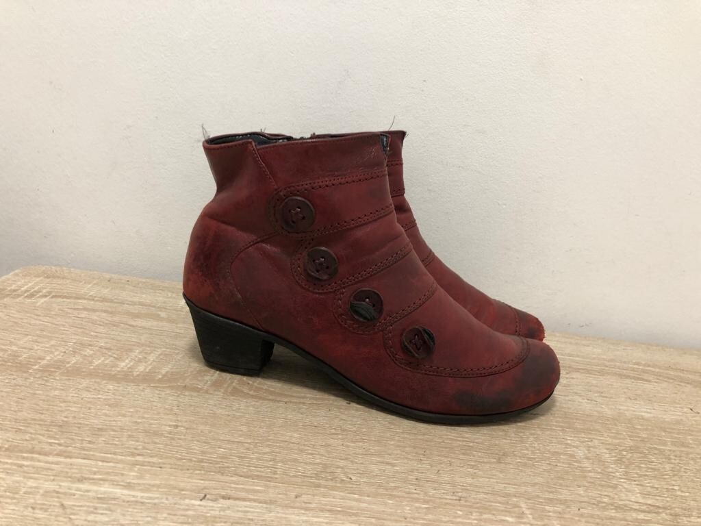 GABOR LADIES BURGUNDY LEATHER SIDE ZIP ANKLE BOOTS SHOES UK