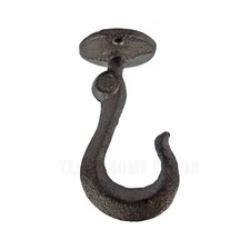 Industrial Ceiling Clevis Eye Wall Hook Heavy Duty Cast Iron Antique Brown Look