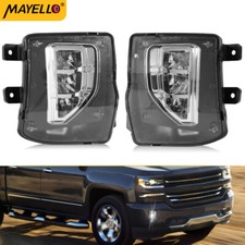 Pair Chrome Bumper Driving Led Fog Lights For 2016-2018 Chevy Silverado 1500