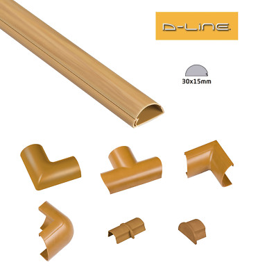 D-Line 30 mm x 15 mm Holz (Eiche) Mini-Kanalverbinder PVC Kabelmanagement