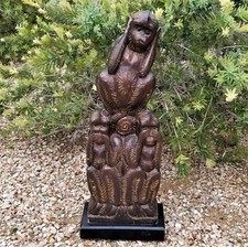 PIER 1 Imports Wood Mahatma Gandhi 3 Wise Monkeys Statue  29" 