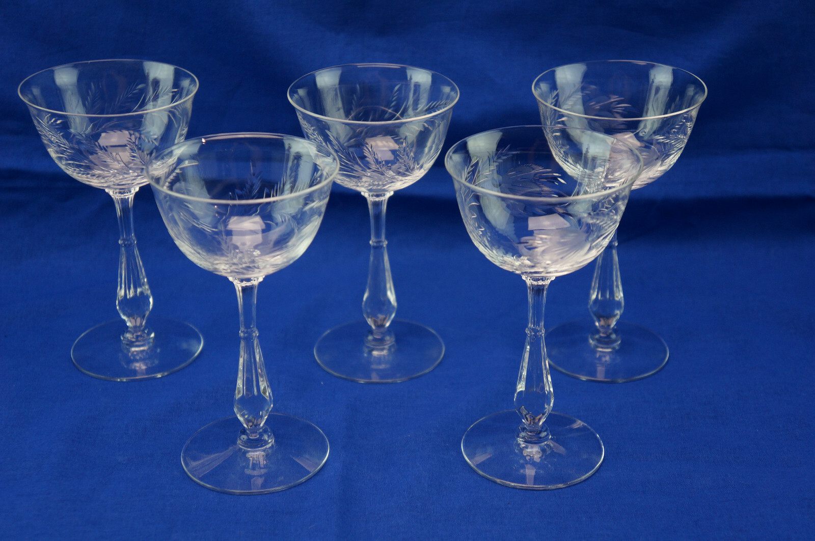 Tiffin Crystal Mystic (5) Liquor Cocktail Glasses, 5 3/8