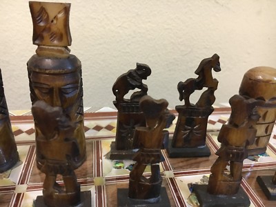 Handmade Chess Pieces Real Carving Camel Bone