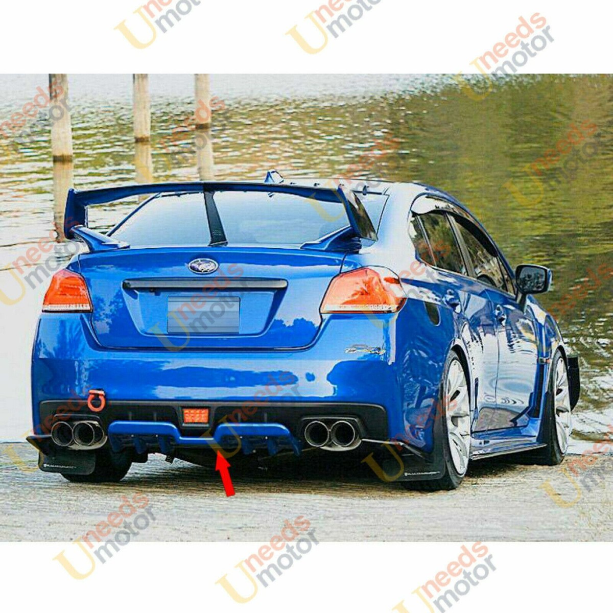 JMTAAT Rear Bumper Diffuser For 2015-2021 Subaru WRX & STI Sedan - Textured Black Lip Spats & Fin - View #13