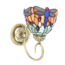 Sconce Tiffany Style Wall Light Fixture Stained Glass Wall Lamp Dragonfly E27