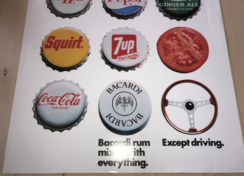 1973 BACARDI RUM Bar Poster Anti-Drunk Driving Coke Pepsi 7up Dr Pepper Vintage - Picture 6 of 9