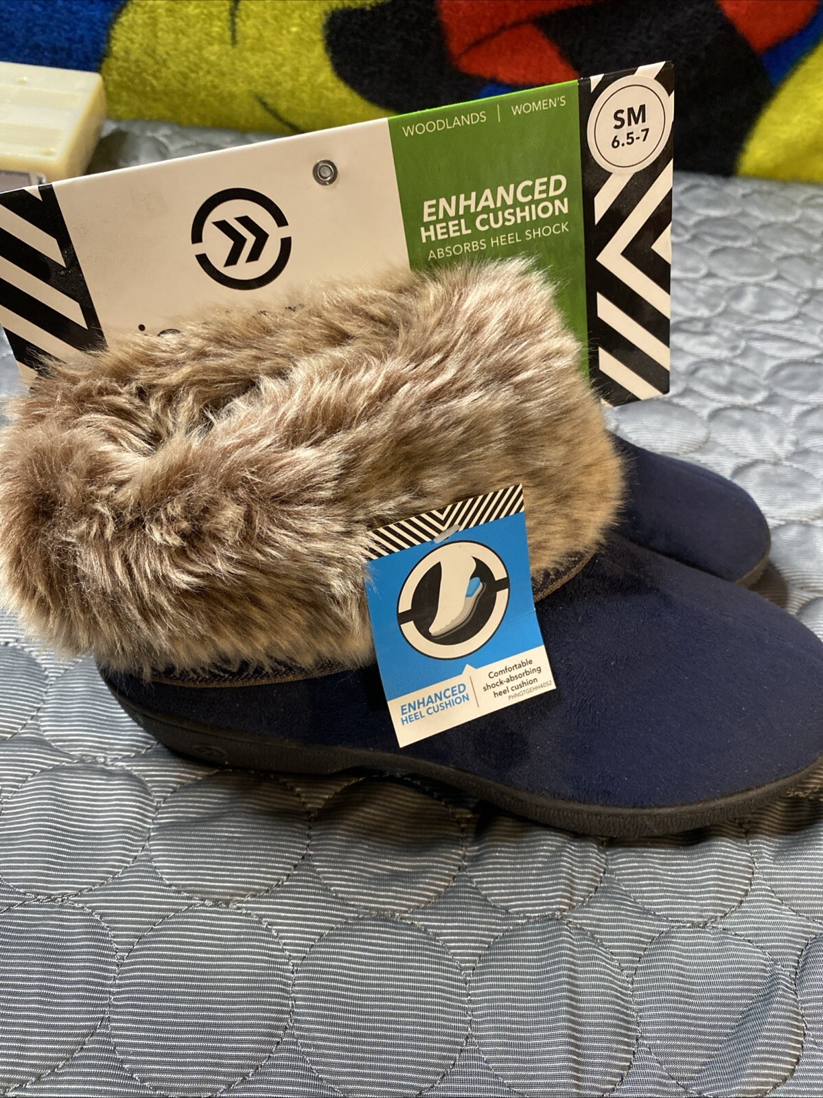 SAOLA Isotoner Woodlands stivale pantofola donna viola ecopelle scamosciata suola rigida 6 5 7 Sm nuovo con etichette