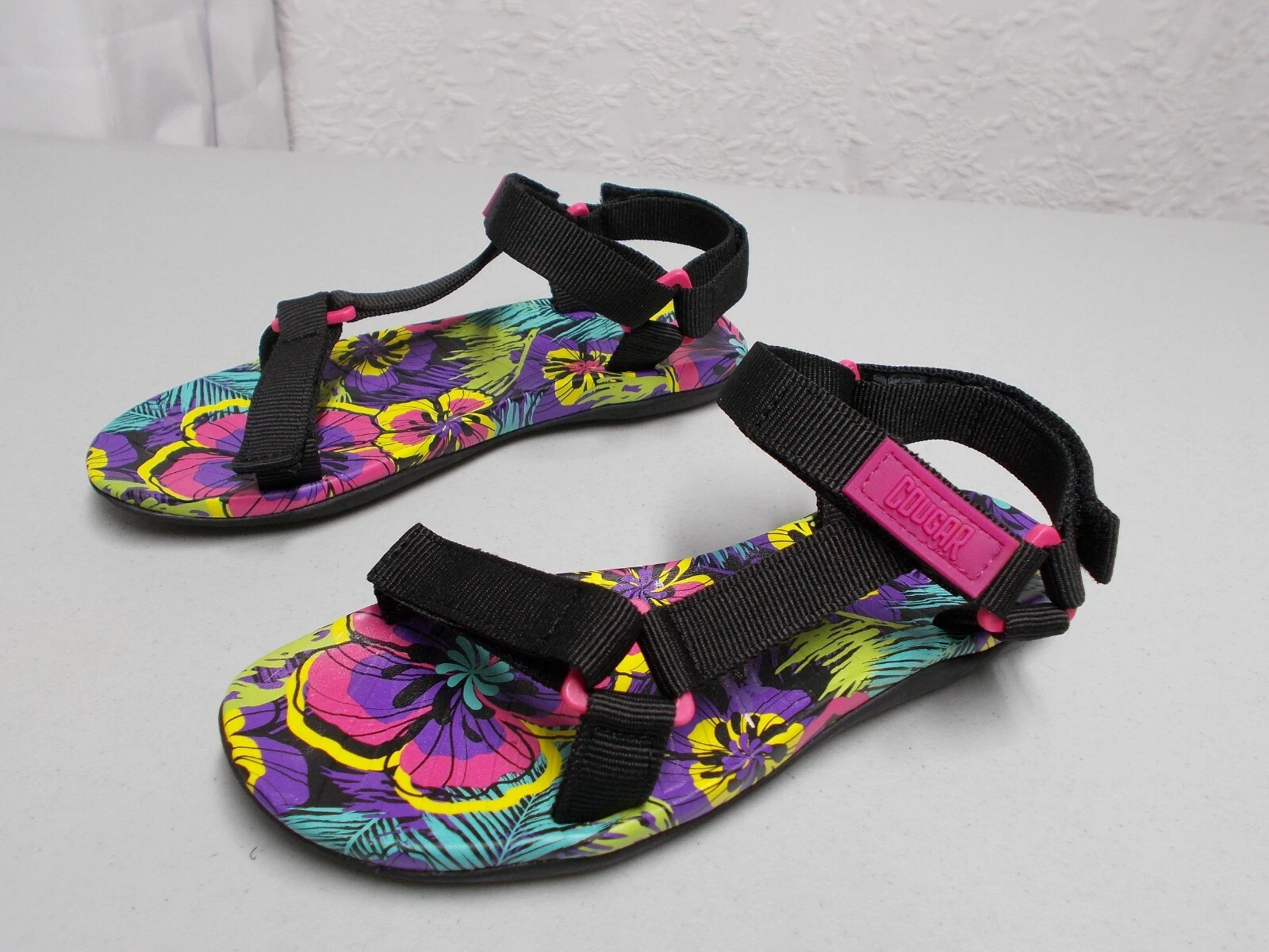 PUMA COUGAR Sandali donna JADE nero floreale con cinturino regolabile taglia 7