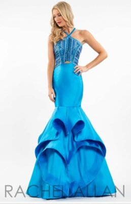 blue long sleeve evening dress Beautiful Royal Blue Long Mermaid High-neck Sequined Formal Prom Dress