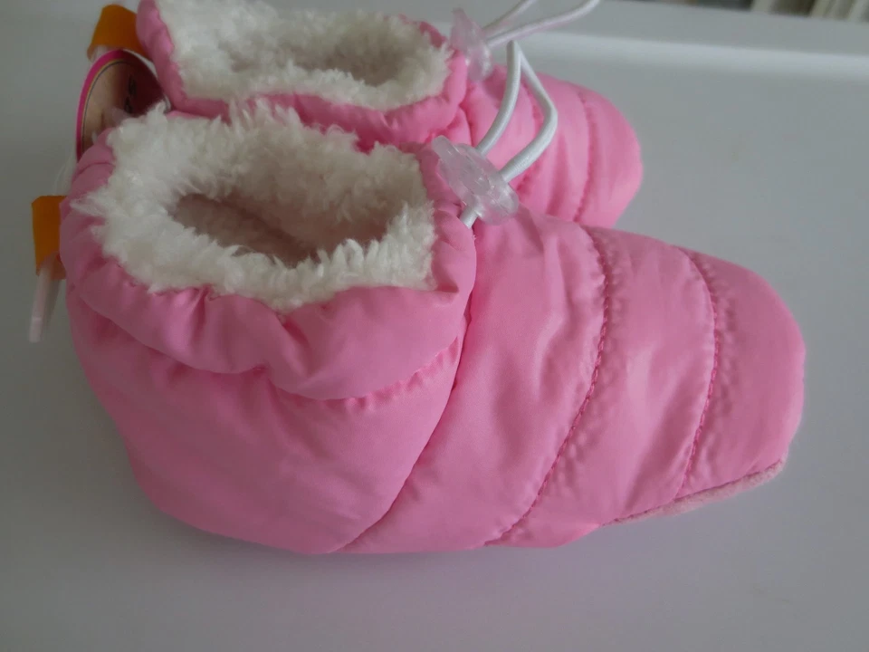 NEW Inf Toddler 12 or 24 month SKIDDERS Puffy Booties Slipper Gripper Light Pink - Image 2 of 4