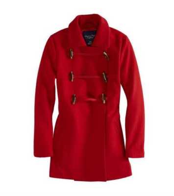 womens red toggle coat